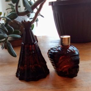 Vintage Avon Teepee and Indian Head Decanter Set